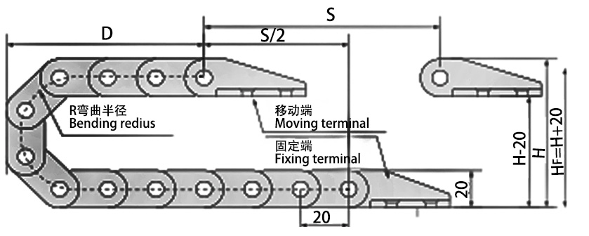 15系列微小型拖鏈主要技術參數(shù)圖