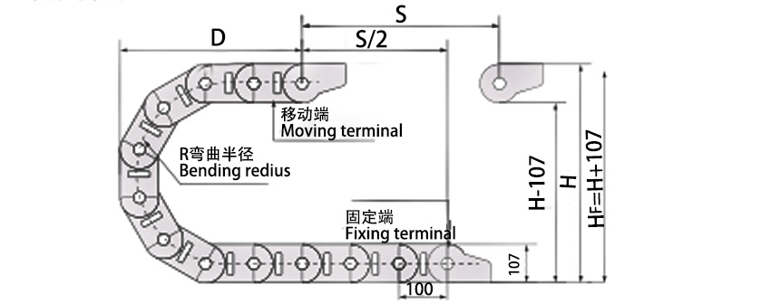 80系列高負載型拖鏈主要技術(shù)參數(shù)圖